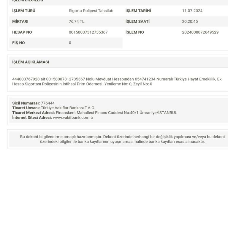 Türkiye Hayat Emeklilik İzinsiz Sigorta Poliçesi Kestirmesi!