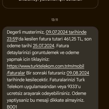 Türk Telekom Fatura Dönemi Geçişinde Beklenmedik Yüksek Fatura Sorunu