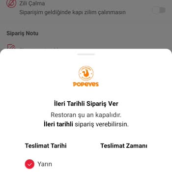 Tıkla Gelsin Restorant Açık Ama Kapalı Gözüküyor