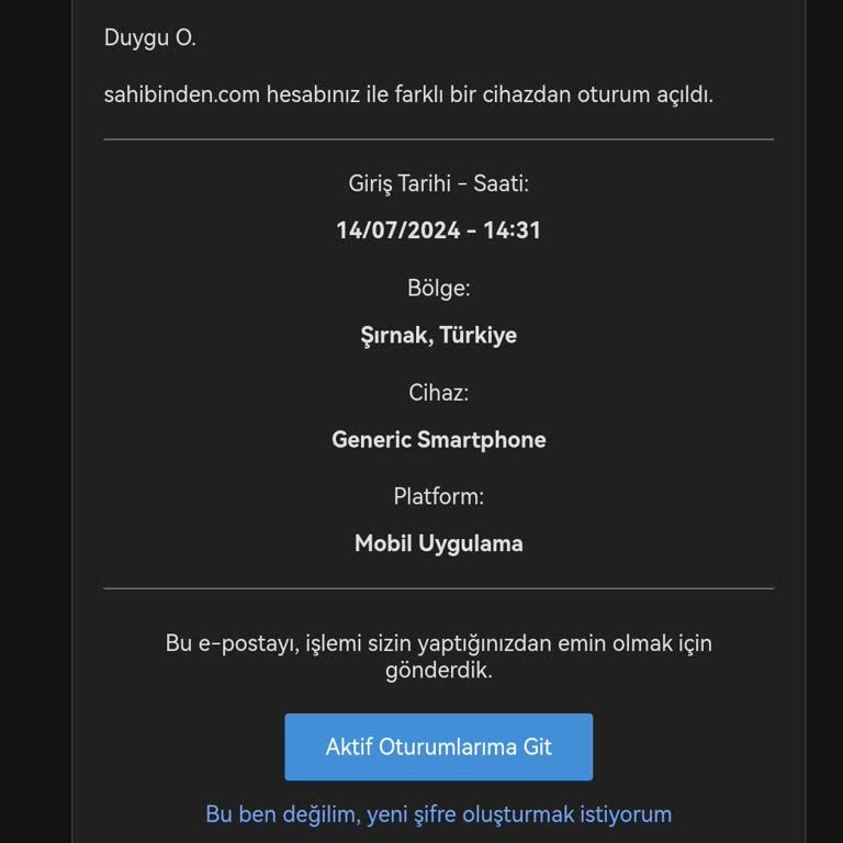 Sahibinden Hesabıma Başka Biri Giriş Yaptı