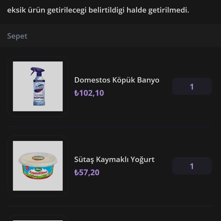 Getir Eskisi Gibi Değil, Ürünler Eksik/Hasarlı Ama İade Yok