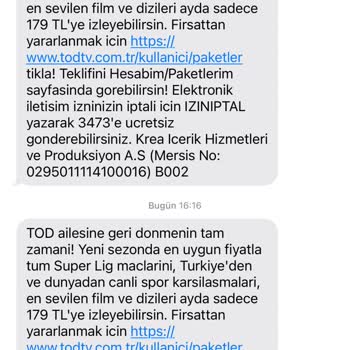 Digiturk İzinsiz Tanıtım Reklam SMS'leri