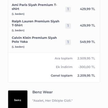 Benz Wear (Instagram:Benzwearr) Mağduriyetimin Giderilmesini İstiyorum