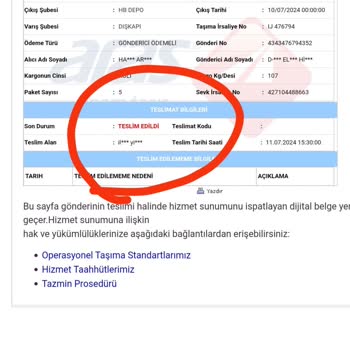 Madame Coco Teslim Edildi Bilgisi Yapılmıyor