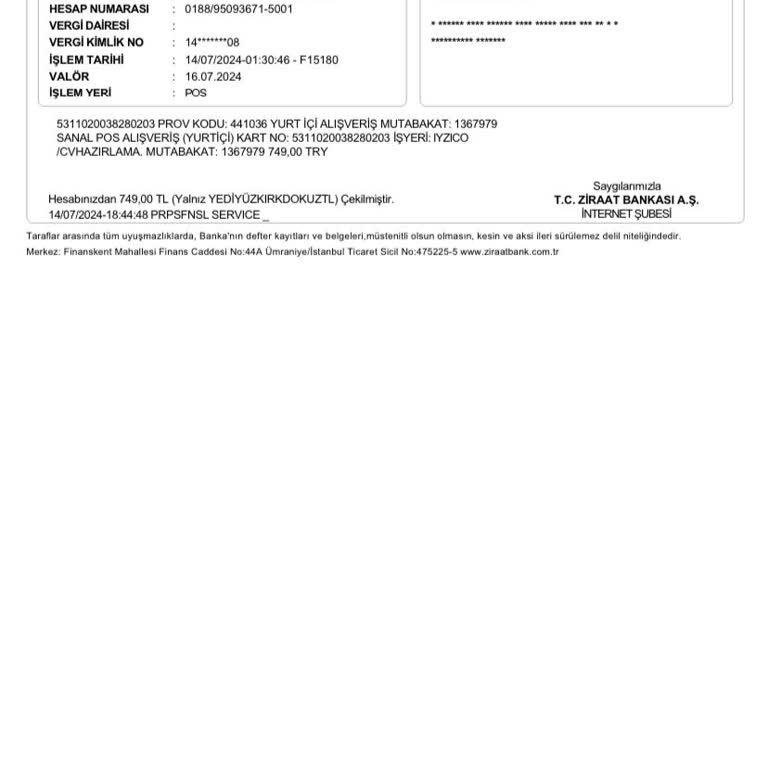 Haberim Ve Üyeliğim Olmadan İyzico CV Maker Sitesinden 750 TL Çekildi