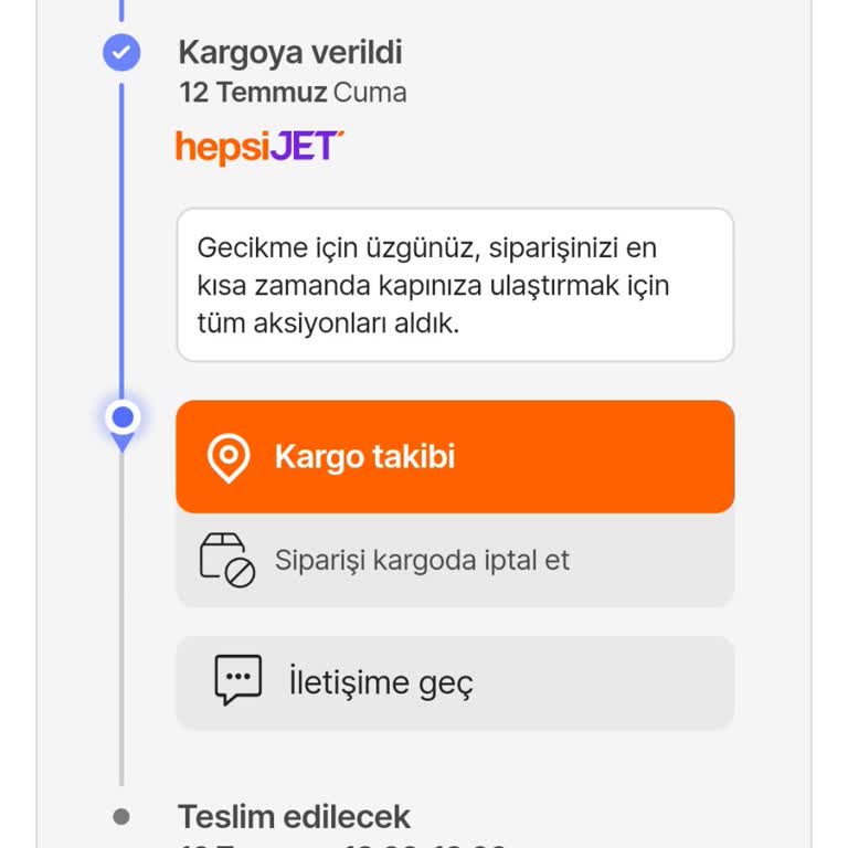 Hepsijet Teslimatın Zamanında Yapılmaması