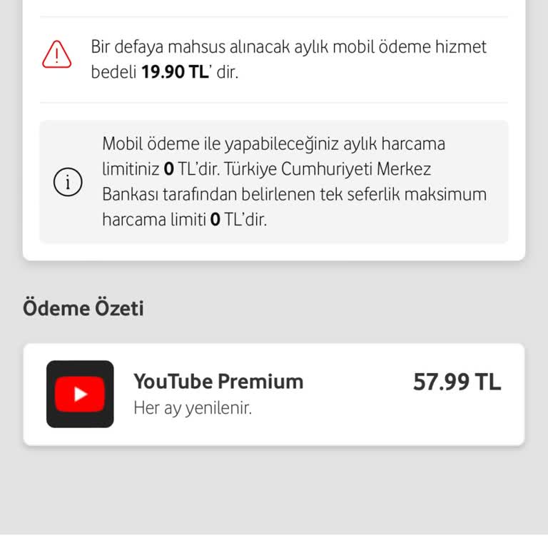 Vodafone Mobil Ödeme Limiti