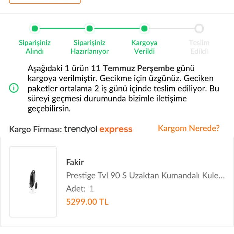Trendyol Express Zamanında Teslim Etmemesi