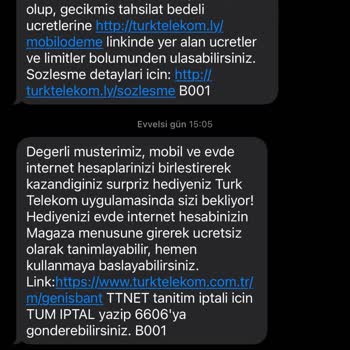 Türk Telekom Taahhüt Tehdidi Mesajla Online Üyelik Kaydı Hepsi Kurmaca