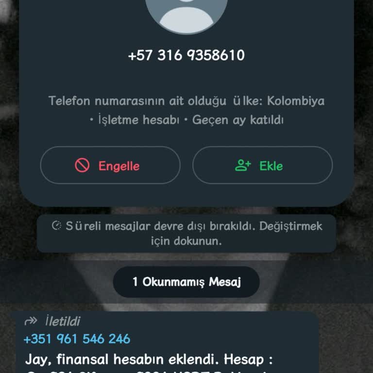 WhatsApp Jay Finansal Hesabın Eklendi