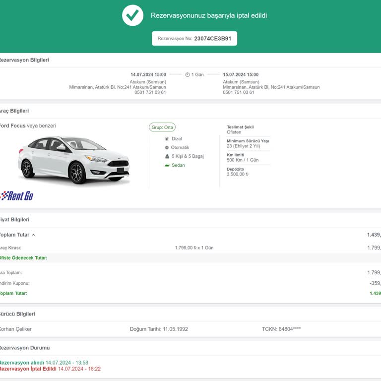 Rent Go Muadil Araç Sorunu Ve Çalışanın Tutumu