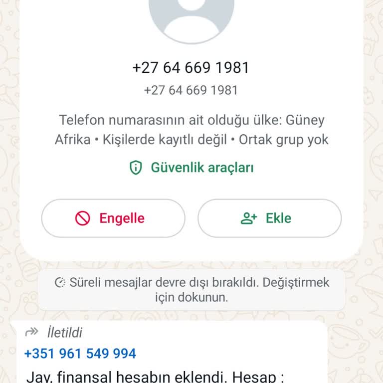 WhatsApp Şahsım Adına Gelecek Soruşturma Veya Borç Hakkında WhatsApp Sorumludur