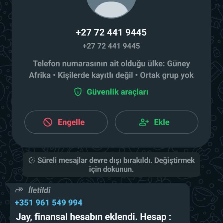 WhatsApp Yabancı Numara