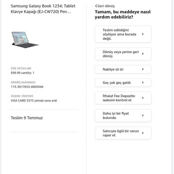 Amazon'un Parayı Alıp Ürünü Teslim Etmemesi