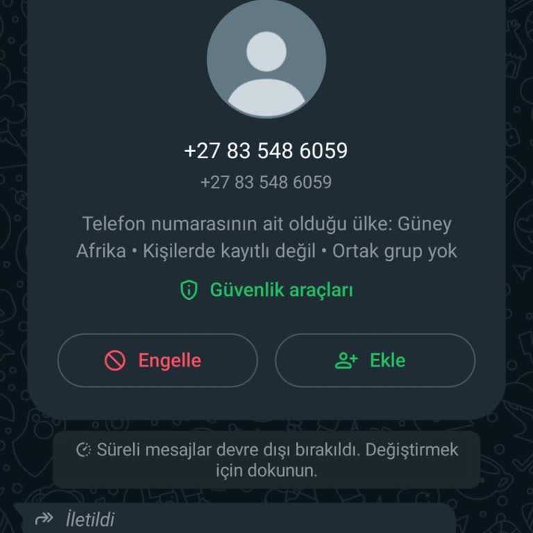 WhatsApp Şahsım Adına Gelecek Soruşturma Veya Borç Hakkında