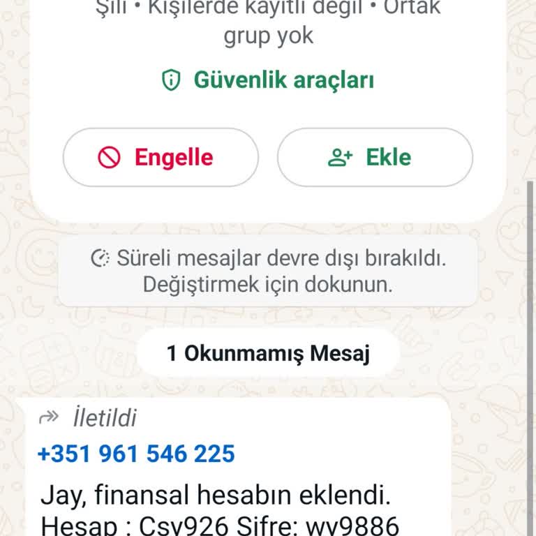 WhatsApp Yetkisiz Mesaj Ve Hesap Bilgisi Paylaşımı Hakkında Şikayet