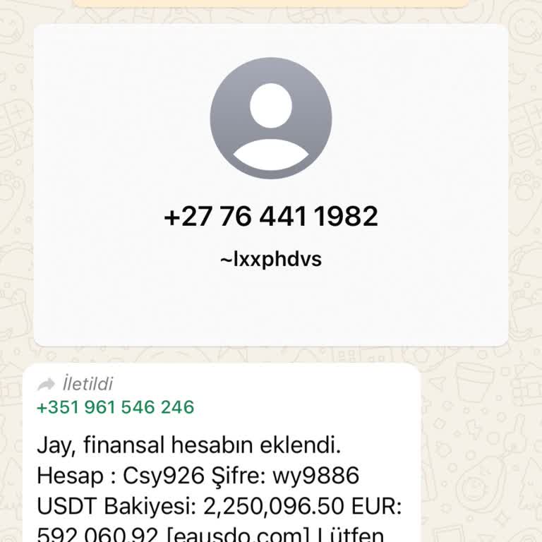 WhatsApp Üzerinden Gelen Mesaj