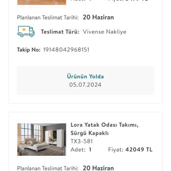 Vivense Teslimat Tarihi Gelmiş Olan Ürünlerin Teslimatının Yapılmaması