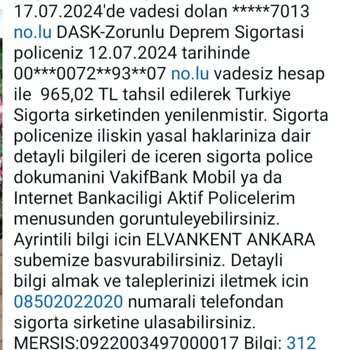 Türkiye Sigorta Ve Vakıflar Bankası Haksız Tahsilat Yapmıştır.