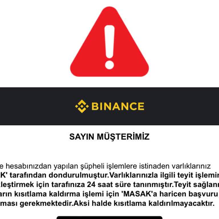 Binance Hesabım MASAK Tarafından Donduruldu Maili