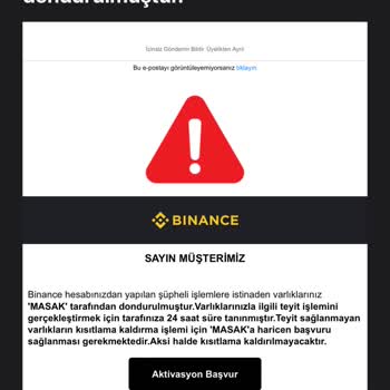 Binance "Varlıklarınız MASAK Tarafından Dondurulmuştur"