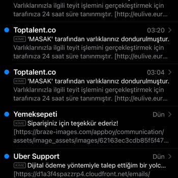 Toptalent.co 'dan Gelen "Varlıklarınız 'MASAK' Dondurulmuştur" Mesajı