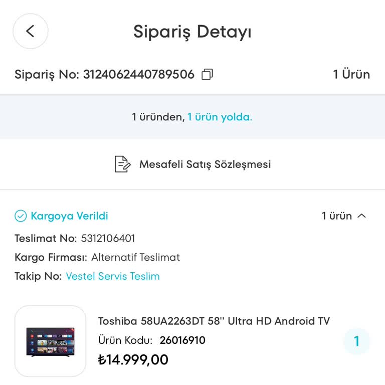 A101 İnternet Sitesinden TV Aldım. Gelmiyor.