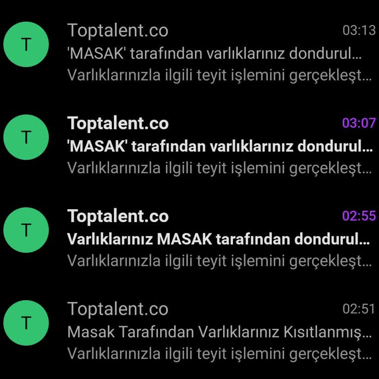 Toptalent.co Binance Hesabı MASAK Tarafından Kısıtlandı Maili