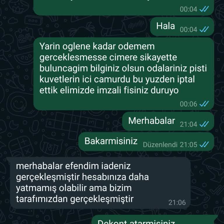 Pasha Palas Hotel Otel Hizmetlerinde Yaşanan Sorunlar Ve Geri İade Problemi