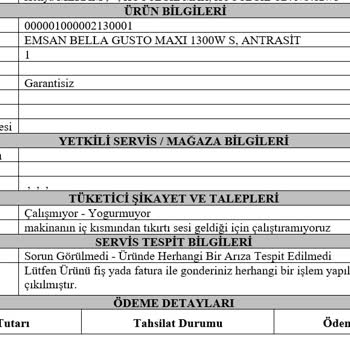 Emsan Ürünü İki Aydır Servise Giremiyor