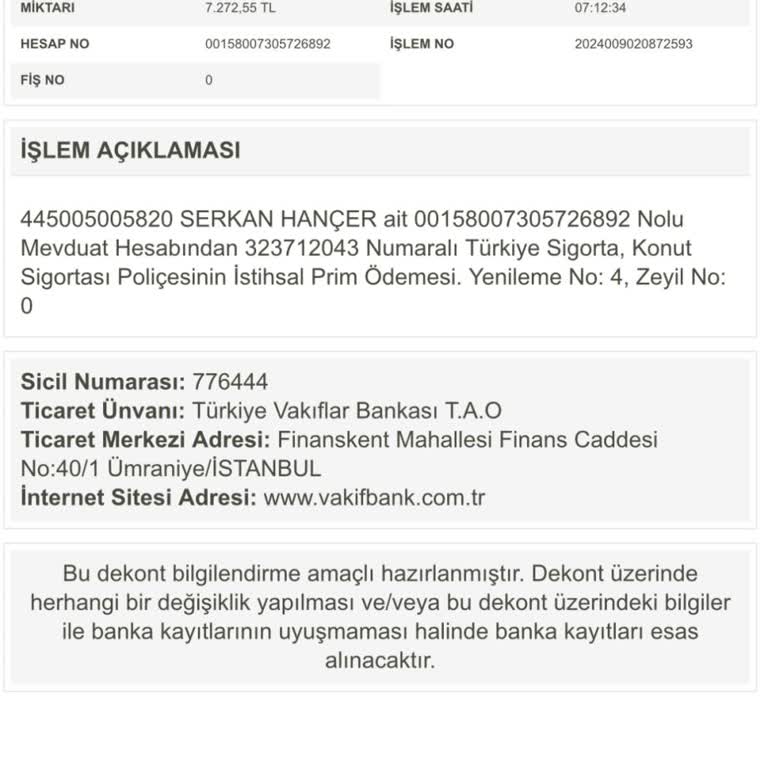 VakıfBank Sarı Konut Sigorta İptal Ve İadesi