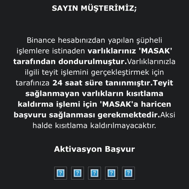 Binance MASAK Tarafından Dondurma