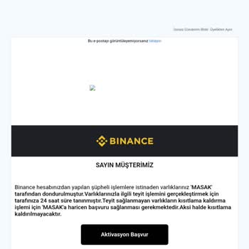 MASAK Binance Mail Spam Olarak Geliyor, Hesabım Yok