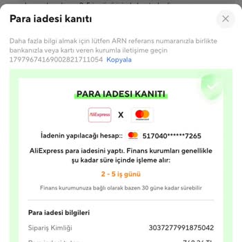 Aliexpress Para İadesi Sorunu Geri Ödememi Almadım.