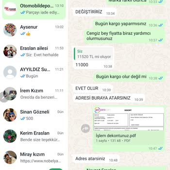 Otomobildepo.com Sipariş Edilen Parça Yerine İlgisiz Farklı Parçanın Gönderilmesi.