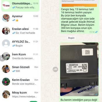 Otomobildepo.com Sipariş Edilen Parça Yerine İlgisiz Farklı Parçanın Gönderilmesi.