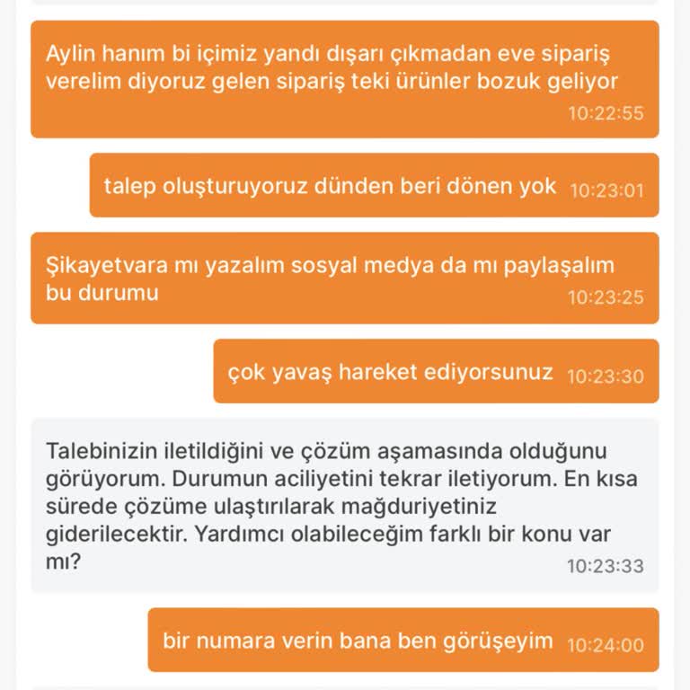 Migros Sanal Marketten Gelen Bozuk Ürünler Hk.