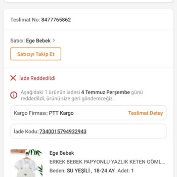 Trendyol Kusurlu Ürünü Kabul Etmiyor