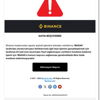 Toptalent Binance MASAK Varlıklarınıza El Konuldu Maili