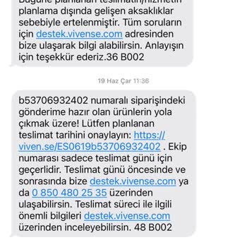 Vivense 9 Nisan Tarihli Siparişimi Teslim Etmiyor