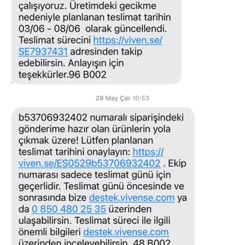 Vivense 9 Nisan Tarihli Siparişimi Teslim Etmiyor