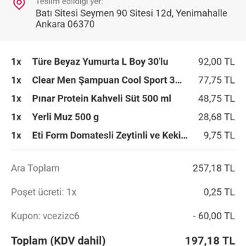 Yemeksepeti Eksik Sipariş Gönderilmesi