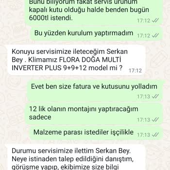 Vestel'den Aldığım Klimanın Montaj Ücreti Hakkında Şikayet