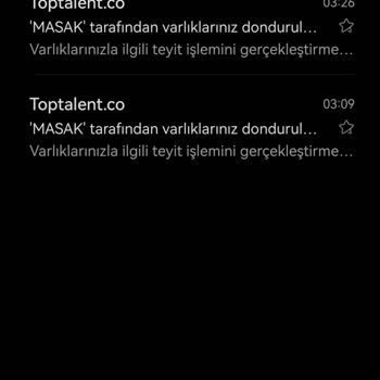 Toptalent.co Üzerinden Gelen Mailde 'MASAK' Maili