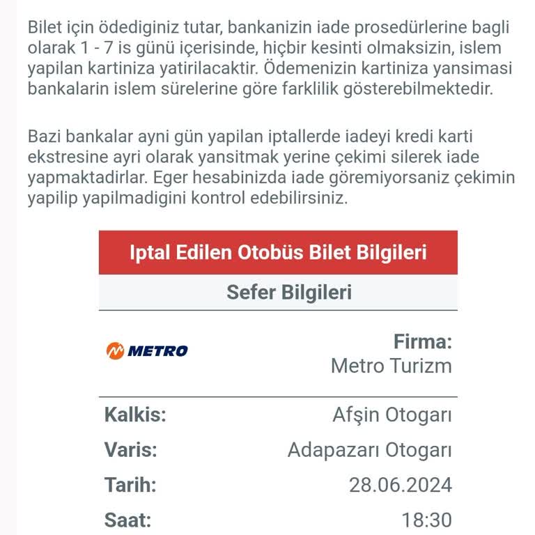 Obilet İptal Sonrası, Geri Ödeme Yapmıyor