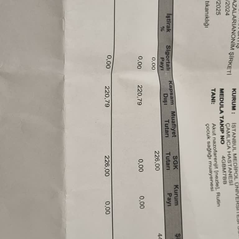 Türkiye Sigorta Tss Yenidoğan Röntgen Karşılamama