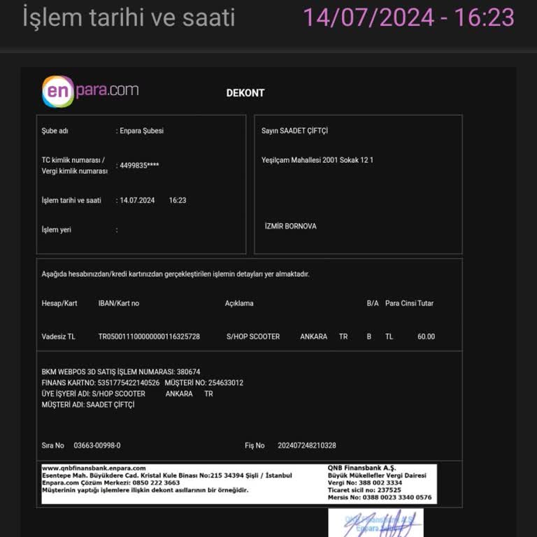 Hop Scooter Paramın Geri İade