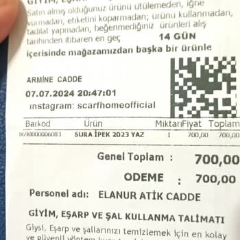 Scarf Home Değişim Fişi Olmasına Rağmen Değişim Yapmadılar Mağdur Ettiler