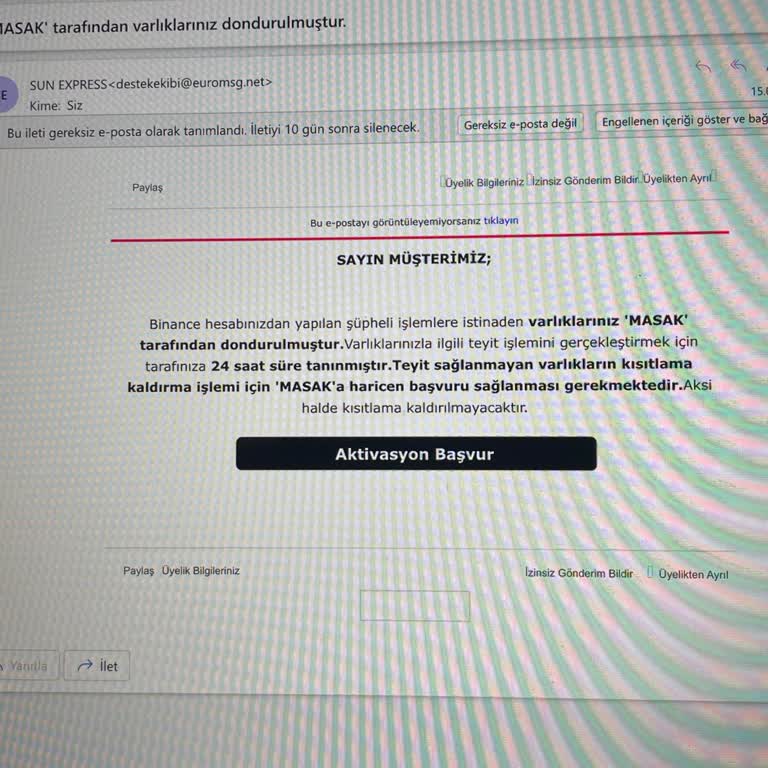Binance MASAK Tarafından Varlıklarınız Dondurulmuştur.
