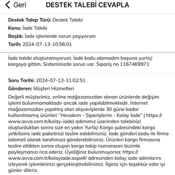 Avva İade Süreci Çok Zor!